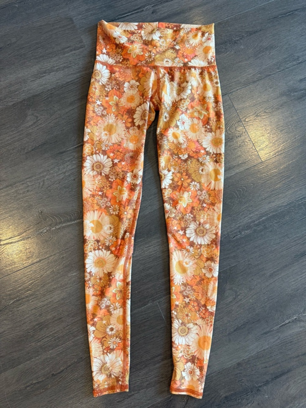 Teeki Orange Flower Leggings XS